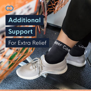 Copper Compression Foot Sleeves - Plantar Fasciitis, Achilles, Ankle Support Brace Socks - Day / Night Relief from Heel Spurs, Arch Pain, Swelling, Soccer Injuries, Golf, Running - 1 Pair Black - L