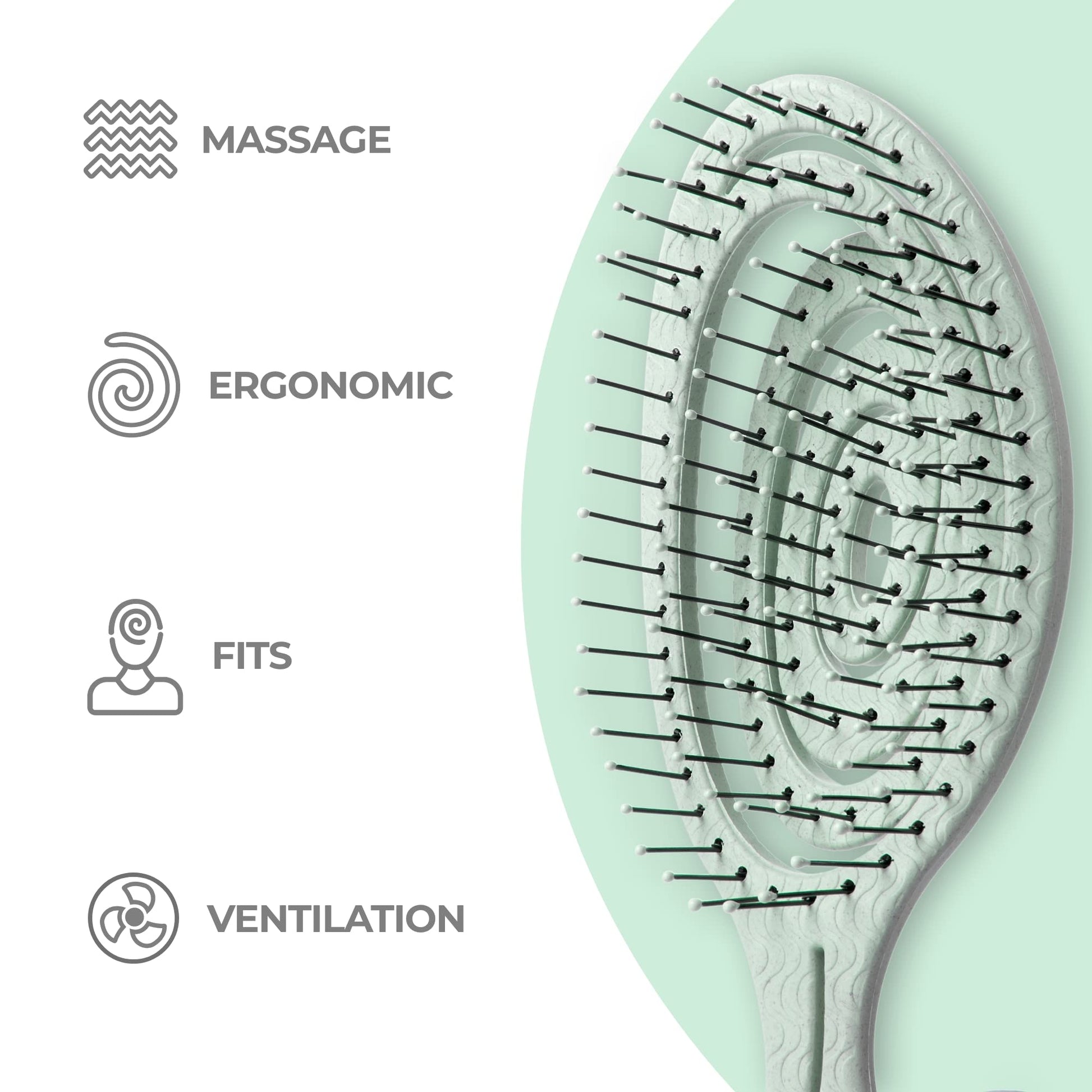 Buy now Ninabella Detangle Hair Brush for Women & Men - Does not Pull - Straightening Brushes for Straight & Curly Hair - Unique Spiral Detangling Hairbrush - Green at indiglob india