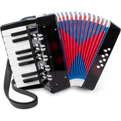 Accordion, 17 Keys Piano Accordion 8 Bass with Straps for Beginners Kids Student Educational Musical Instrument (Blue)
