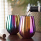 'Eco Unbreakable Holographic Stainless Steel Wine Glasses (16 oz, Set of 8) - Multi-Color Wine Tumblers Maintain Drink Temperature - Great for Entertaining & Parties - Shatterproof, Reusable Tumblers - My Store