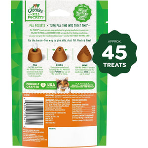 Greenies Feline Pill Pockets for Cats Natural Soft Cat Treats, Chicken Flavor, 1.6 oz. Pouch (45 Treats)