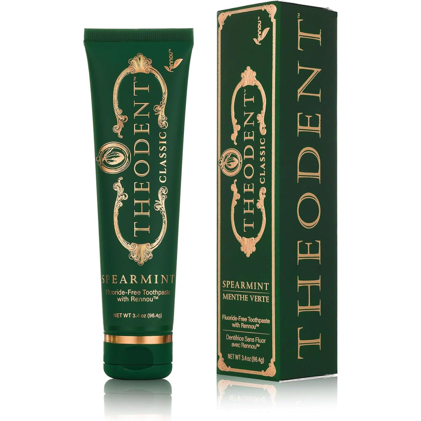 Theodent Classic with Rennou™: Fluoride-Free Theobromine Toothpaste for Proven Remineralization, Sensitivity Relief & Natural Whitening, Spearmint (3.4 Ounces, 96.4 Grams)