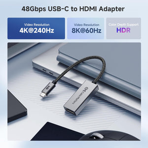 Cable Matters 48Gbps Unidirectional USB C to HDMI 2.1 Adapter, Supports 8K 60Hz / 4K 240Hz HDR, Thunderbolt 4 to HDMI2.1, HDMI 2.1 to USB C Adapter, Thunderbolt 5 Compatible - up to 4K@60Hz for macOS