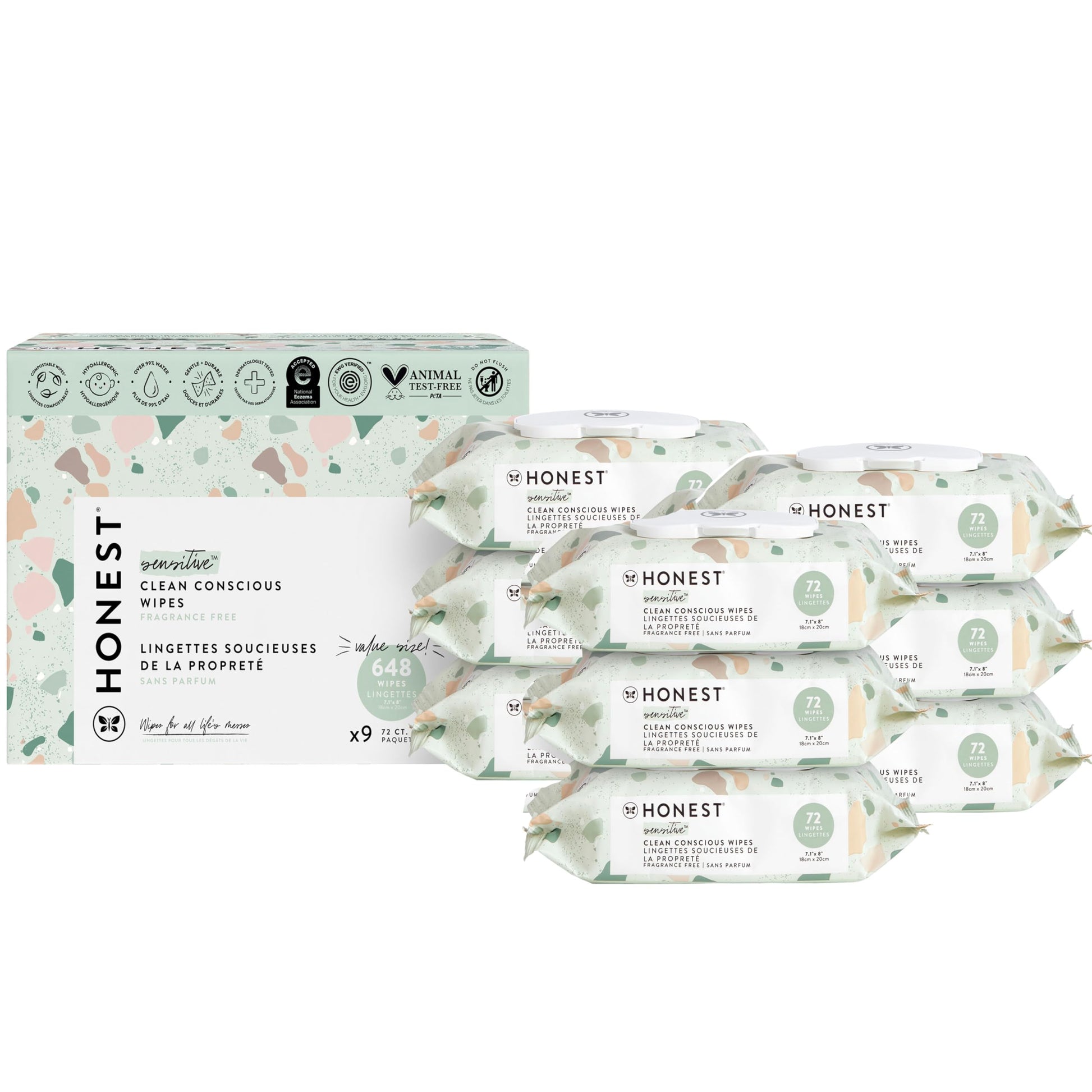 Buy now The Honest Company Hypoallergenic Multi-Use Baby Wipes for Sensitive Baby Skin Rainbow 60 Count at indiglob india