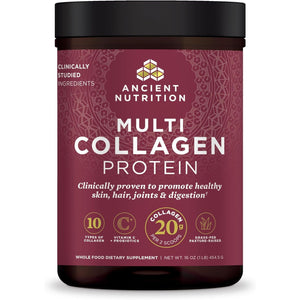 Ancient Nutrition Collagen Powder Protein with Probiotics, Unflavored Multi Collagen Protein with Vitamin C, 45 Servings, Hydrolyzed Collagen Peptides Supports Skin and Nails, Gut Health, 16oz