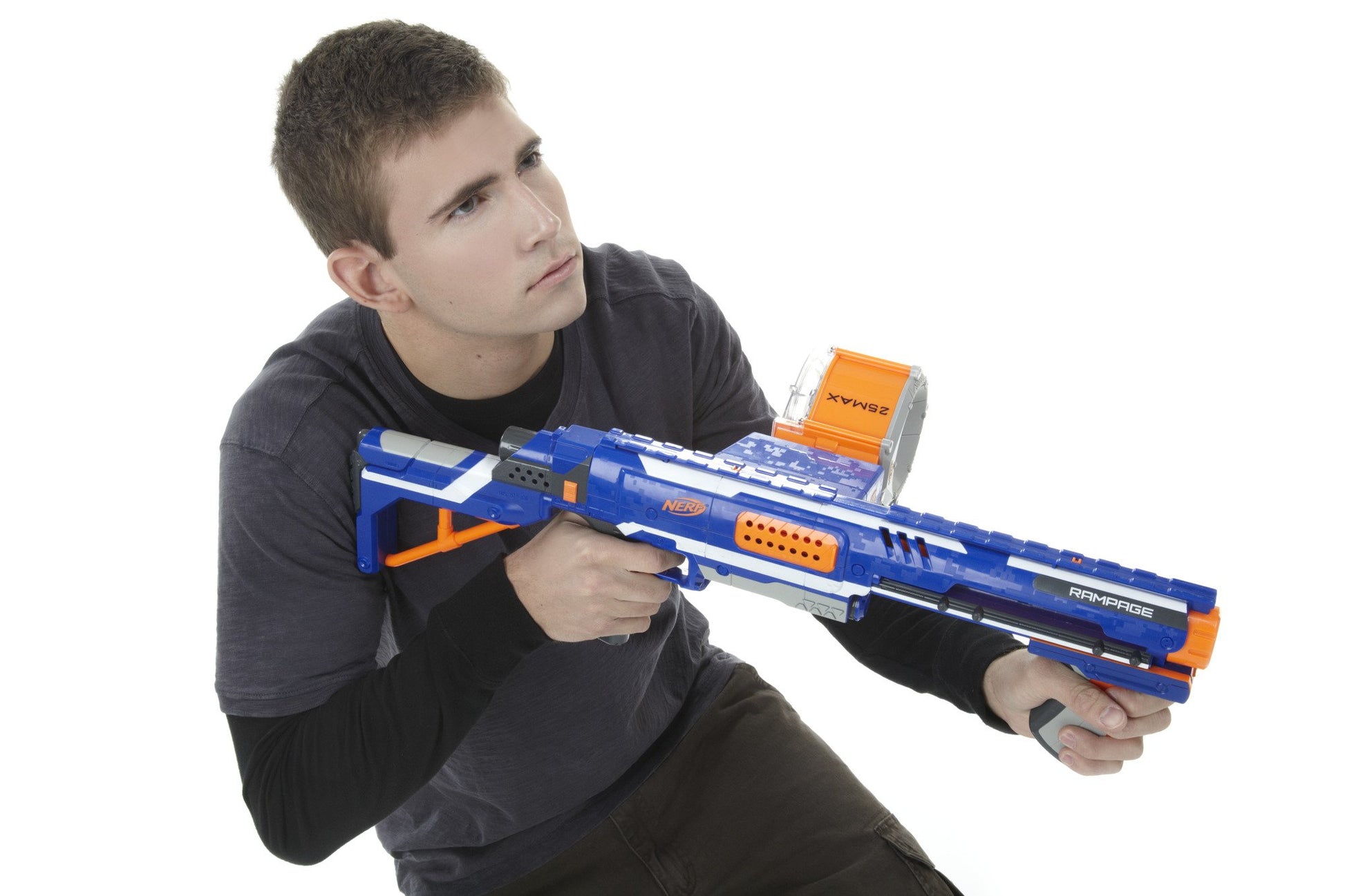 Buy now NERF Rampage N-Strike Elite Toy Blaster with 25 Dart Drum Slam Fire for Kids, Teens, & Adults (Amazon Exclusive) at indiglob india