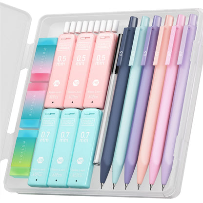 Buy now Four Candies Cute Mechanical Pencil Set, 6PCS Pastel Mechanical Pencils 0.5 & 0.7mm with 360PCS HB Leads, 3PCS Erasers and 9PCS Eraser Refills, Aesthetic School Supplies for Girls Writing at indiglob india