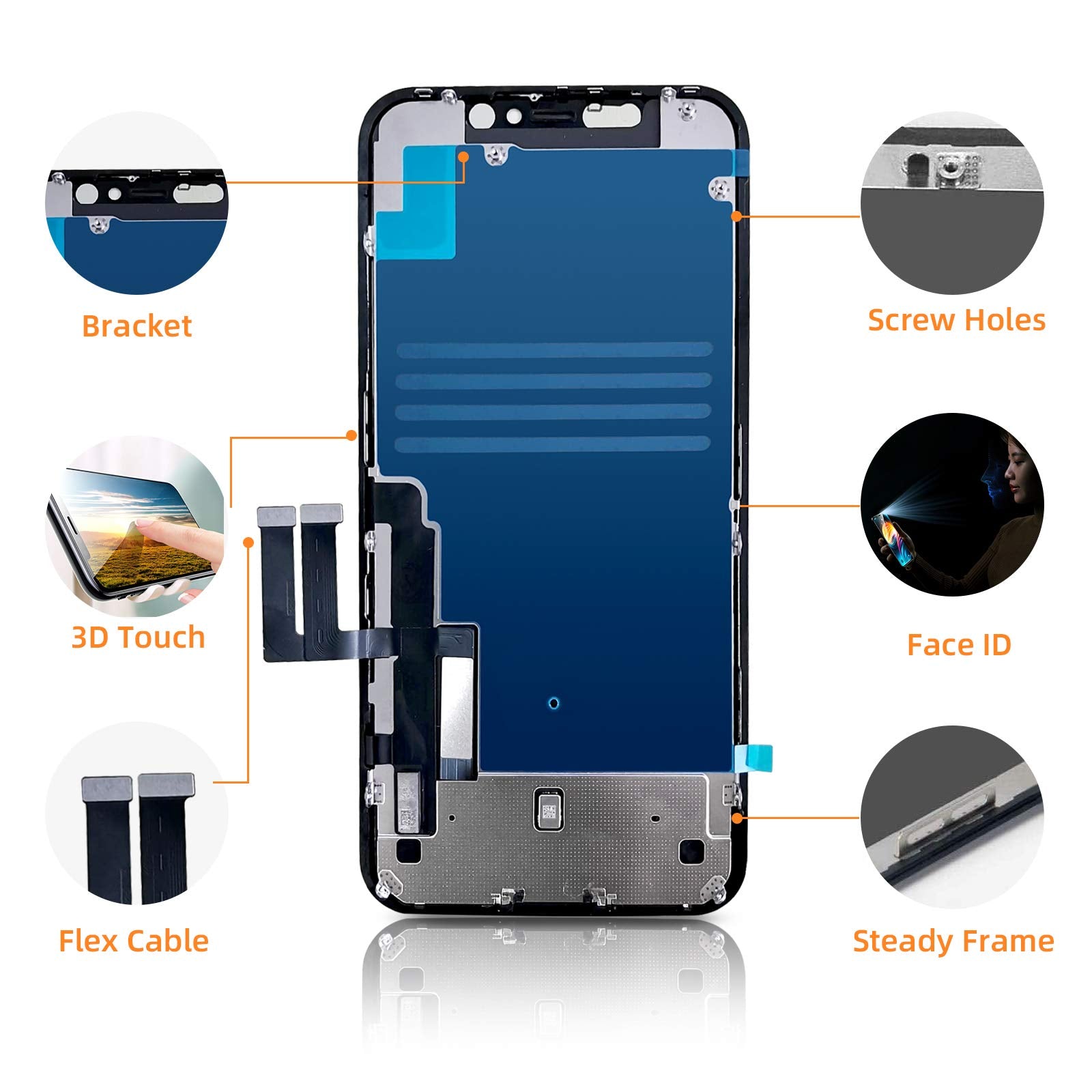 Buy now for iPhone 11 Screen Replacement 6.1 3D Touch Screen LCD Display Digitizer for A2111, A2223, A2221 Cell Phone Repair Kits+ Waterproof Frame Adhesive Sticker+Screen Tempered Protector+Face ID at indiglob india