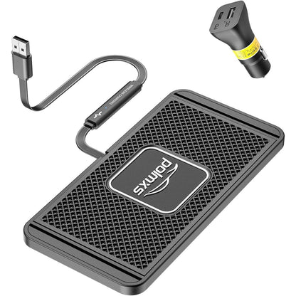 Wireless Charger Car Charging pad,POLMXS 15W Fast Wireless Phone Charger Non Slip Cell Phone Flat Charging mat Compatible with iPhone 11/12/12/14/15 Galaxy S21/S22/S23/24 NOTE10 (30cm Cable)(C2Y)