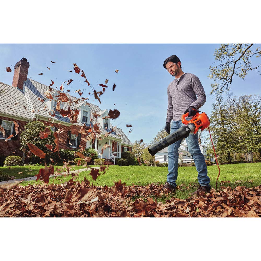 Buy now BLACK + DECKER Electric Leaf Blower, Hand Held Blowers for Lawn Care, Up to 450 CFM and 140 MPH Power, Axial, Lightweight, Corded (BEBL750) at indiglob india