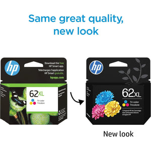 HP 62XL Tri-color High-yield Ink Cartridge | Works with Printer Series: ENVY 5540, 5640, 5660, 7640; OfficeJet 5740, 8040; OfficeJet Mobile 200, 250 | Eligible for Instant Ink | C2P07AN