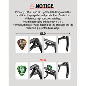 Donner Guitar Capo for Electric and Acoustic Guitar DC-2, Ukulele Capo Black with 4 Picks