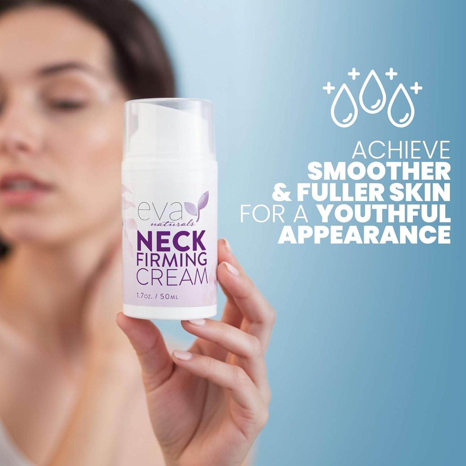 Eva Naturals Neck Firming Cream for Women - Neck Cream for Firming, Tightening, Lifting Sagging Skin, Anti Aging Moisturizer with Retinol, Collagen, Hyaluronic Acid, Peptides & Vitamin C — 1.7 Fl Oz - My Store