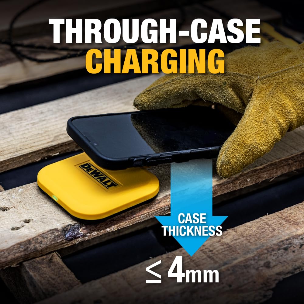 Buy now DEWALT Heavy Duty Wireless Charger, 10W Max Fast Wireless Charging Pad Compatible with iPhone 17/16/15/14/13/12/11/X/8 Pro Max Plus Samsung Galaxy S22/S21 AirPods (Type C Cable/AC Adapter Included) at indiglob india