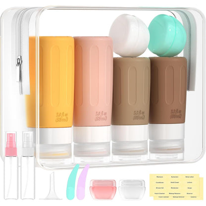 Morfone 16 Pack Travel Bottles Set for Toiletries, TSA Approved Travel Containers Leak Proof Silicone Squeezable Travel Accessories 2oz 3oz for Shampoo Conditioner Lotion Body Wash (BPA Free)