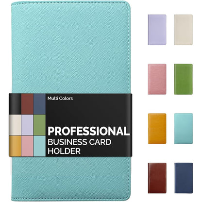 Sooez Leather Professional Business Card Book Holder Organizer, 240 Capacity Credit Card Booklet, PU Name Cards Holder Storage File for Men Women, 7.7 x 4.5 Inch, Black