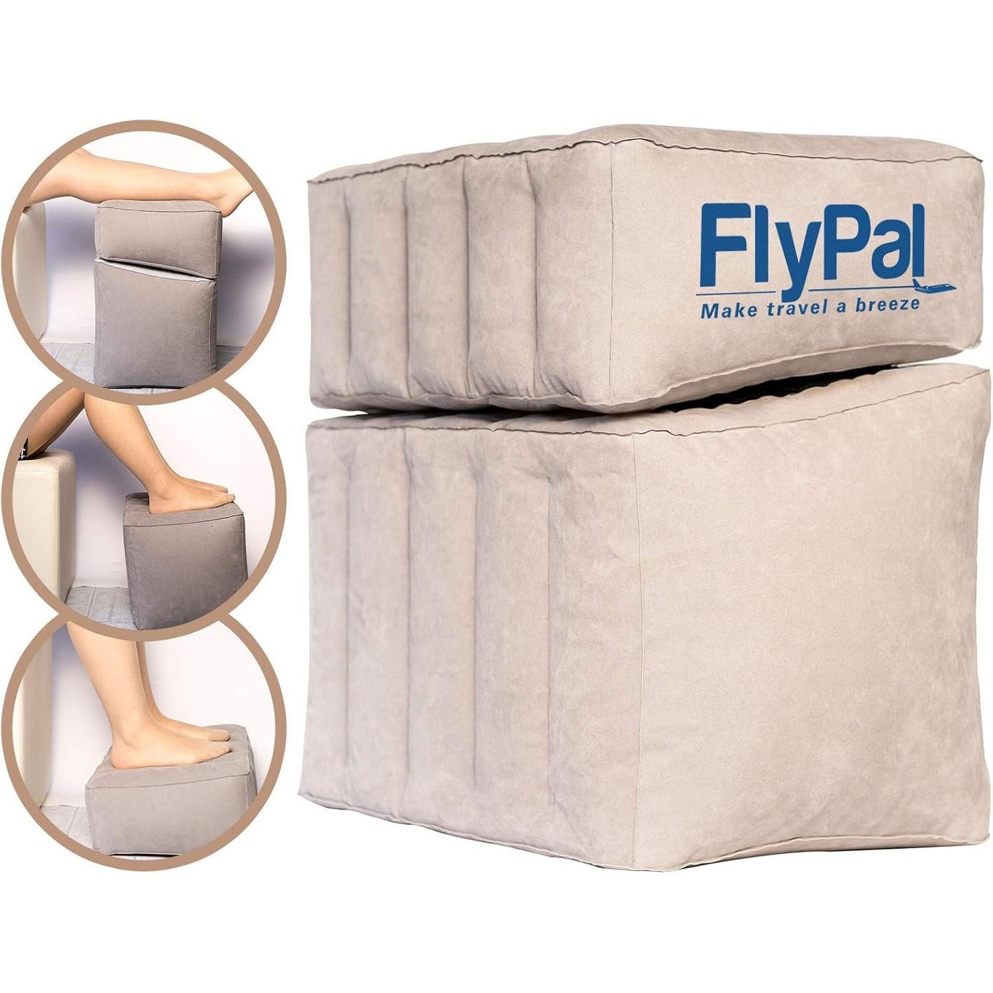 Flypal Inflatable Foot Rest Pillow for Travel, Patented 2 in 1 Design, Blow-Up Footrest Cushion for Home, Office. Airplane Travel Essential and Kids Airplane Bed