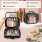 OCHEAL Makeup Bag, Double Layer Cosmetic Bag, Large Capacity New Look Clear Cosmetic Case for Women Travel Beauty Essentials, Multiple Compartments Makeup Case Organizer Zipper Pouch -Black