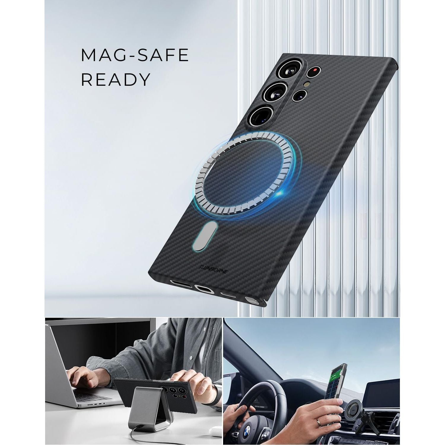Buy now Thinborne Compatible with Samsung Galaxy S24 Ultra Case, [Made of 600D Aramid Fiber] [Magnetic Charging] [Thin & Lightweight] [ Slim Minimalist Style with Carbon Fiber Textures] at indiglob india