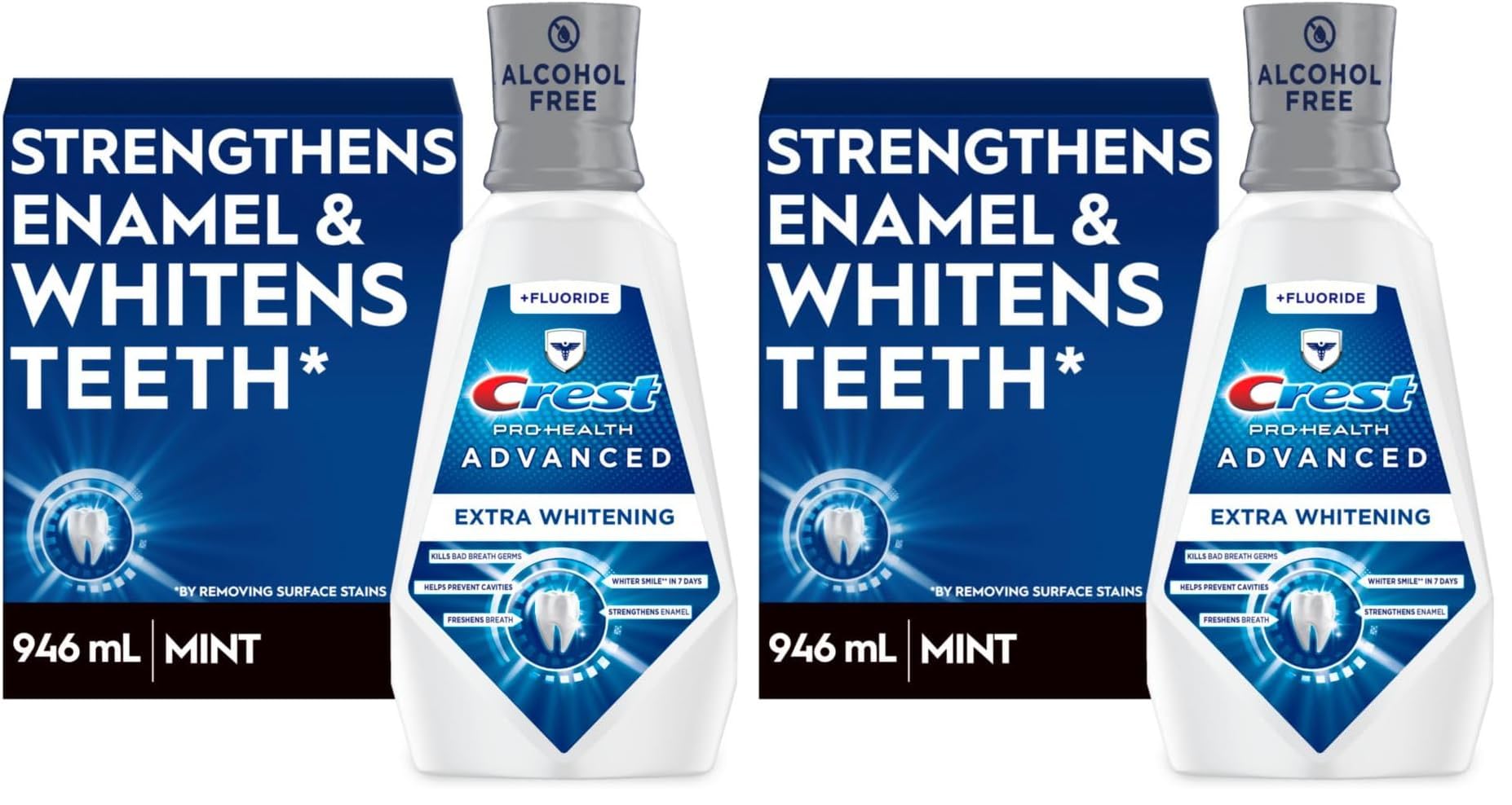 Buy now Crest Pro-Health Advanced Multi-Protection Mouthwash, Alcohol Free Mouthwash, Fresh Mint, 500 mL (16.9 Fl Oz), Pack of 4, Crest Mouthwash, Flouride Mouthwash at indiglob india