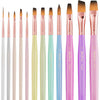Nicpro 12PCS Artist Paint Brush Set, Craft Paint Brushes for Acrylic Painting, Oil, Watercolor, Gouache, Tempera, Face, Body, Fabric, Leather, Model, Art Supplies Paintbrushes for Artists Beginners - Macaron
