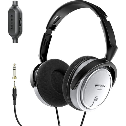 Philips Over Ear Wired Stereo Headphones for Podcasts, Studio Monitoring and Recording Headset for Computer, Keyboard and Guitar with 6.3 mm (1/4") Add On Adapter