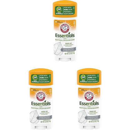 Arm & Hammer Deodorant 2.5 Ounce Essentials Unscented (73ml) (3 Pack)