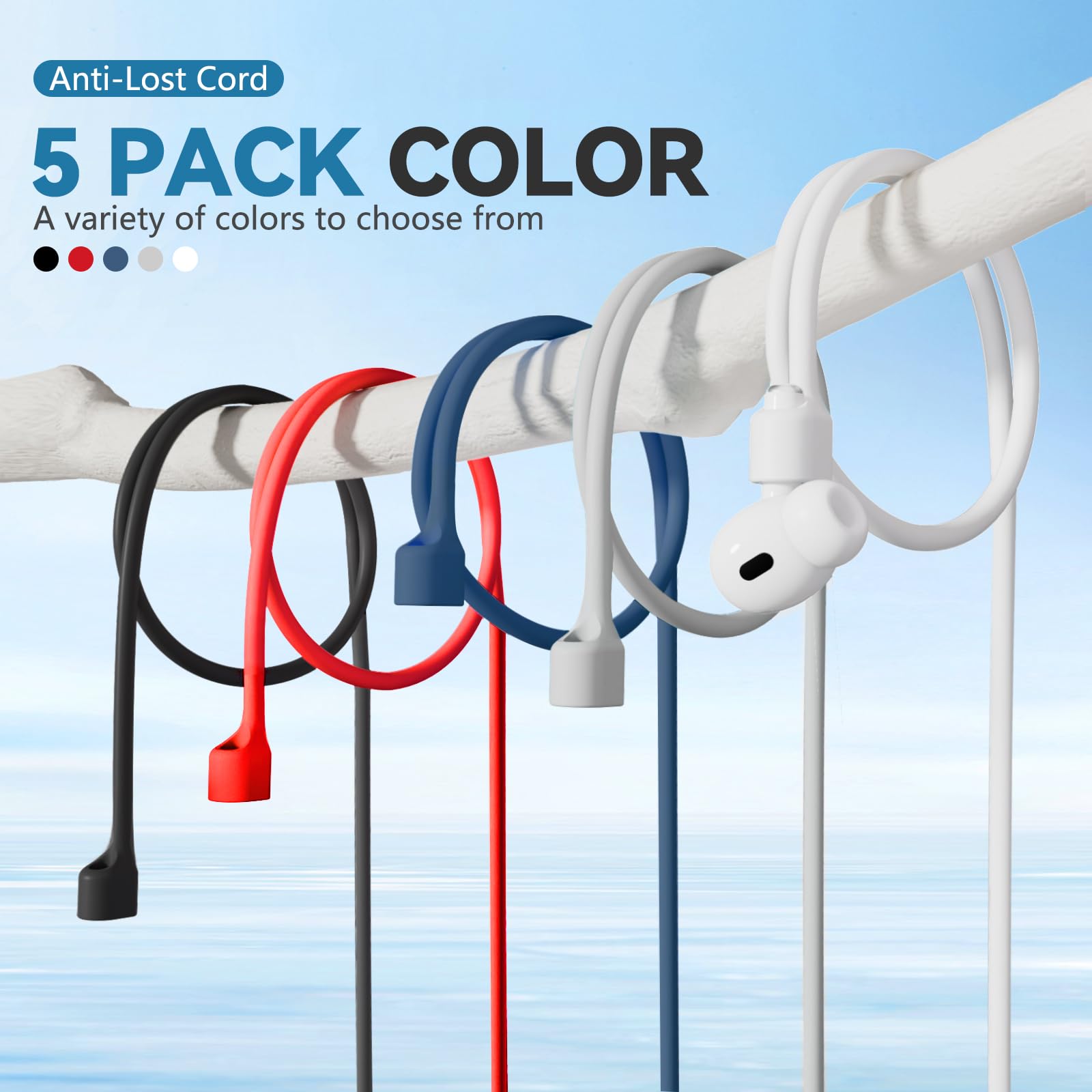 Buy now 5 Pack Ultra Strong Magnetic AirPods Pro Straps, Anti-Lost Neck Cord for AirPods Pro 3 2025,AirPods 4th, AirPods Pro 2nd/1st, AirPod 3rd, AirPod 2nd/1st - 5 Pcs Silicone Sports Lanyard and 2 Ear Hook at indiglob india