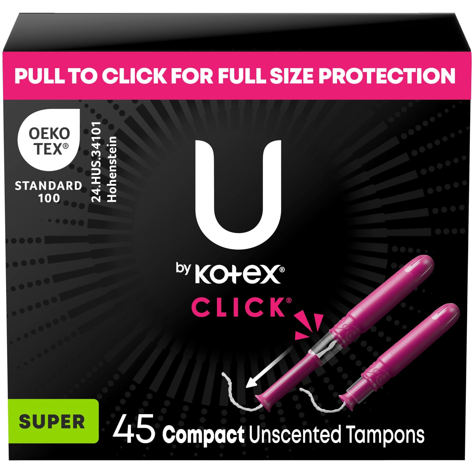 Buy now U by Kotex Tampons, Click Compact, Super Plus Absorbency, Unscented, 45 Count Super 45 at indiglob india