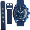 Watch Band for Omega X Swatch Moonswatch Watch Strap Speedmaster 20MM Quick Release Rubber Watch Strap Replacement - Dark Blue