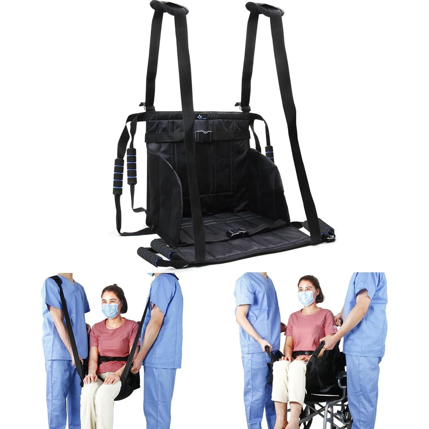 REAQER Transfer Belt Patient Lift Aid Slide Board for Lifting Seniors Wheelchair Seatbelt Stair Lifts Assist Transferring for Elderly Bariatric,Handicap Mobility Aids Equipment(8Handles +2 Straps)