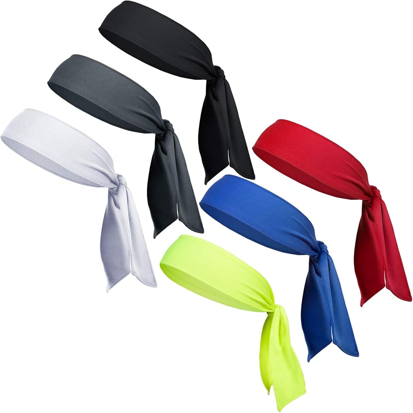 6 Pack Head Tie Headbands for Men,Athletic Sweatbands for Men Women(Multicolor)