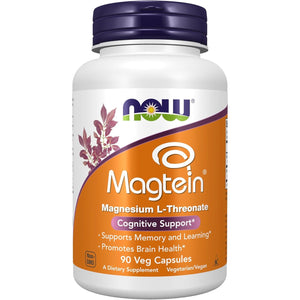 NOW Foods Supplements, Magtein™ with patented form of Magnesium (Mg), Cognitive Support*, 90 Veg Capsules