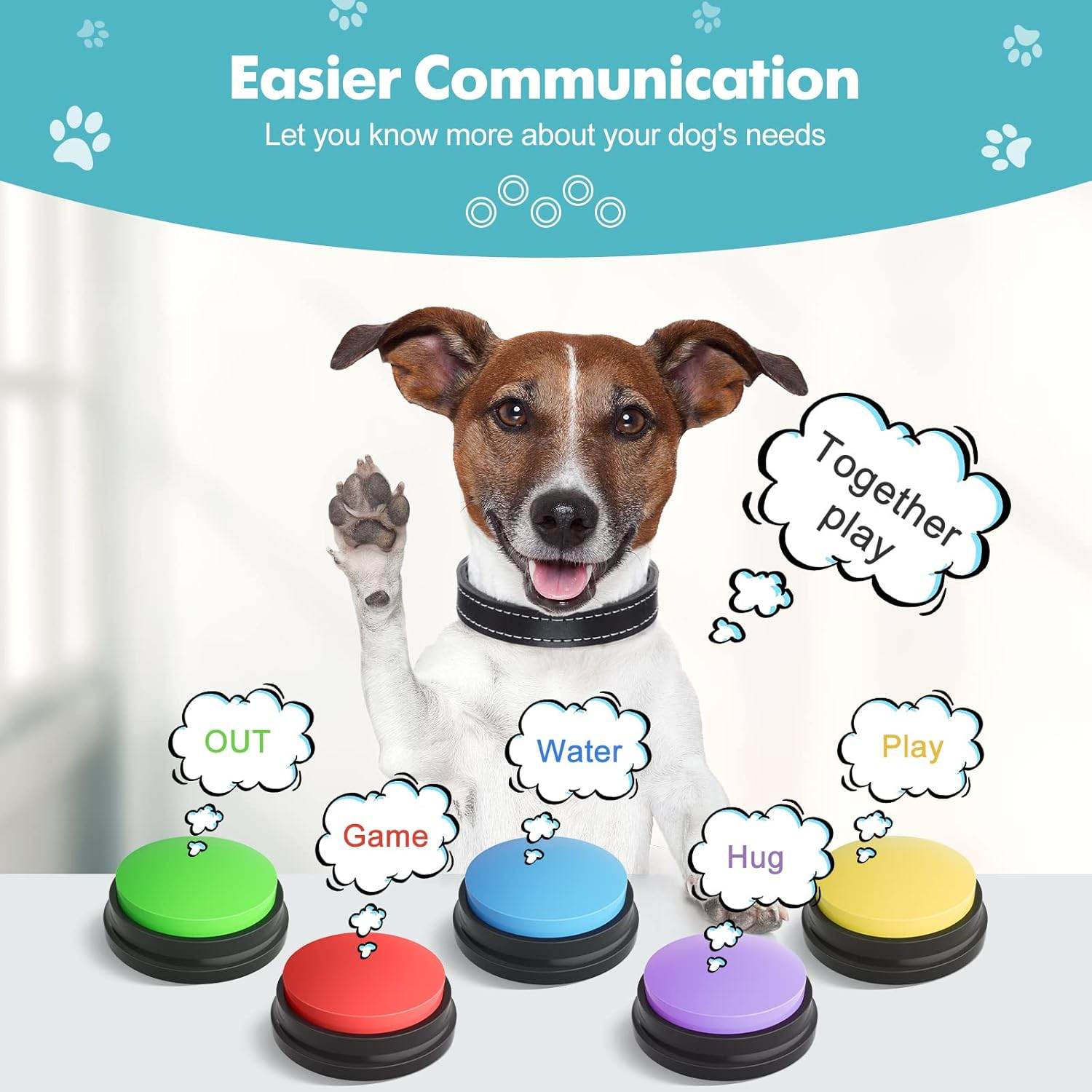 5 Pack Dog Buttons for Communication Starter Pack, DogButtons Training Pet Speaking Buttons with Words Voice Record, Dog Gifts - My Store