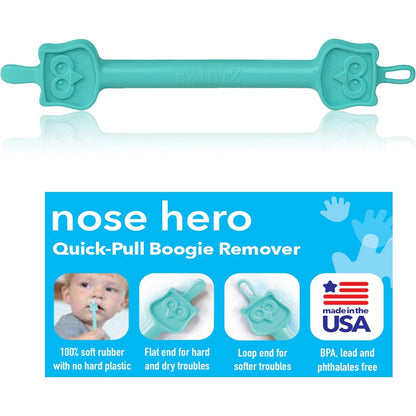 Eztotz Nose Hero - Baby Nose and Ear Cleaner Tool - Made in USA 100% Soft Flexible Rubber Infant Booger Picker - Essential Baby Care Products - Nasal Boogie Sucker Tool - Safe, BPA Free