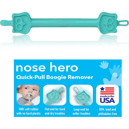 Eztotz Nose Hero - Baby Nose and Ear Cleaner Tool - Made in USA 100% Soft Flexible Rubber Infant Booger Picker - Essential Baby Care Products - Nasal Boogie Sucker Tool - Safe, BPA Free