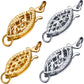 4 Piece Pearl Filigree Necklace Clasp Oval Filigree Fish Hook Clasp Jewelry Slide Bracelet Connectors with Storage Box for Layered Necklaces, Jewelry, Crafts Bracelets, 2 Styles and 2 Colors