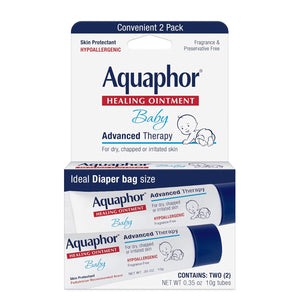 Buy now Aquaphor Baby Healing Ointment Advanced Therapy Skin Protectant for Chapped or Dry Skin, Drool Rash and Diaper Rash Ointment, Hypoallergenic Baby Essentials, Travel Size, 0.35 Oz Tube, Pack of 2 at indiglob india