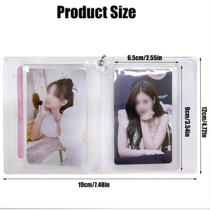 3 Inch Photocard Holder Book Mini Photo Album Mirror-like Photocard Binder Small Photo Card Book Love Heart Hollow Photocard ID Holder with Love Heart Pendant 32 Pockets,White