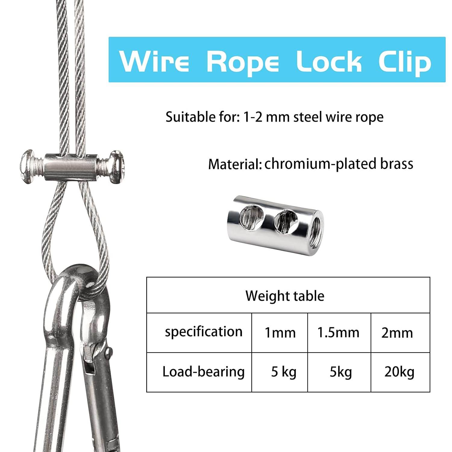 100PCS Wire Rope Clips Clamp Adjustable Wire Rope Grips for 1-2 mm Diameter Wire Rope and Cable Wire Rope Lock with End Screw Stopper and Screwdriver I Shaped Wire Rope Clamp - My Store