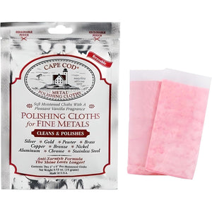 Cape Cod Polishing Cloths for Fine Metals | Jewelry Cleaner and Tarnish Remover | Silver Polishing to a Brilliant Shine | Foil Pack of (2) 4x6 Cloths