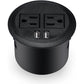 Kungfuking Desktop Power Grommet Power Outlet Socket Desk Data Center 2 Outlet with 2 USB Ports with 10 FT Extension Cord Black
