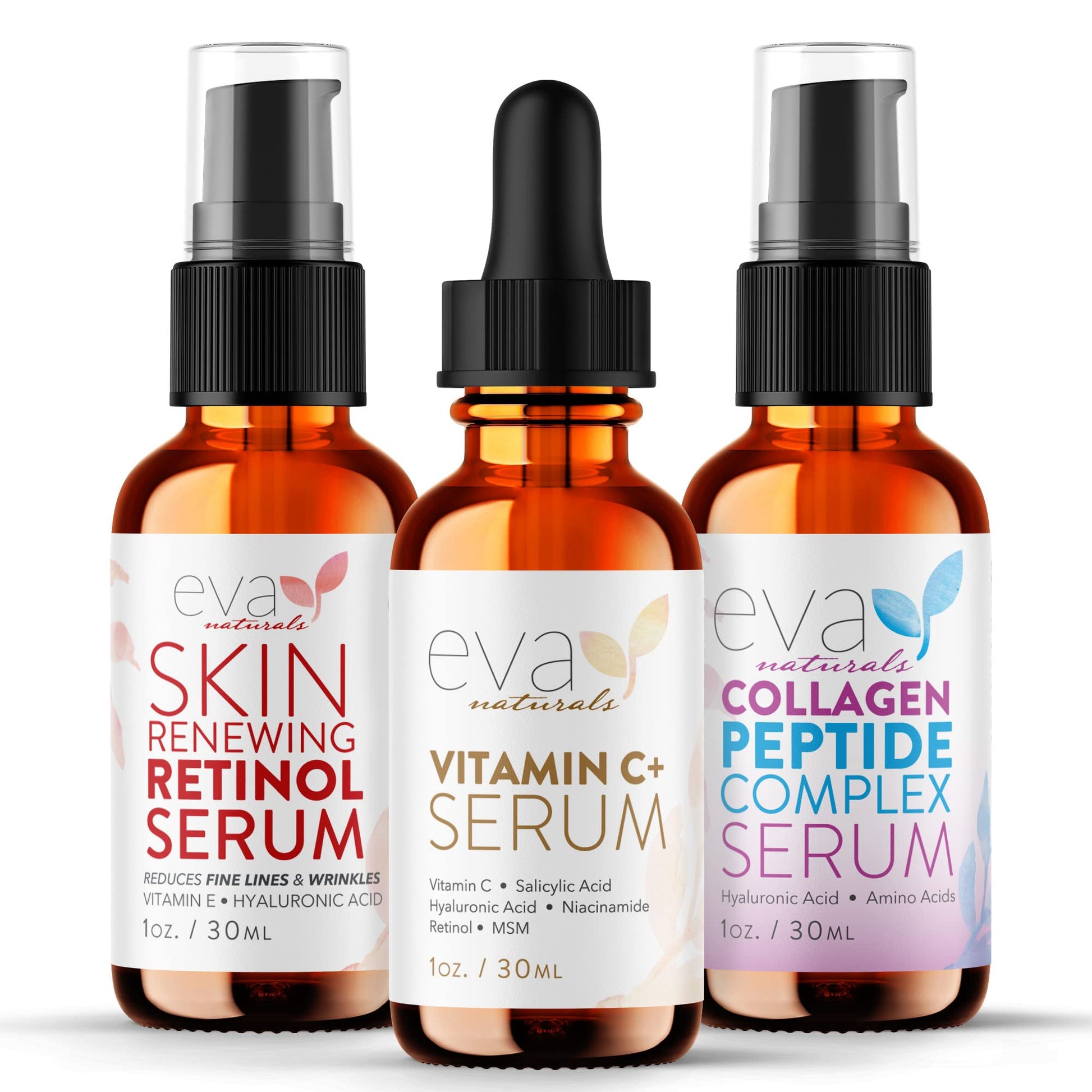 Buy now Eva Naturals Vitamin C Serum Plus – Facial Serum with Hyaluronic Acid, Niacinamide, Retinol, and Salicylic Acid – Hydrating and Smoothing Skin Formula – 2 oz Trio 1 Fl Oz (Pack of 3) at indiglob india