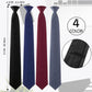 4 Pcs Men's Clip-on Ties Solid Color Men's Tie Pre Tied Clip on Ties for Man Clip on Necktie Button Ties