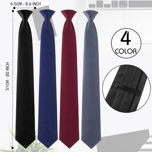 4 Pcs Men's Clip-on Ties Solid Color Men's Tie Pre Tied Clip on Ties for Man Clip on Necktie Button Ties