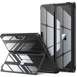 INFILAND Surface Pro 11/10/9 Case, Crystal Clear Multi-Angle Shockproof for Microsoft Surface Pro 11th Edition AI 2024, Work with Surface Pro Signature Keyboard & Slim Pen 2, Mysterious Black