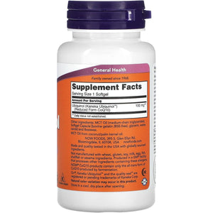 NOW Foods Supplements, Ubiquinol 100 mg, High Bioavailability (the Active Form of CoQ10), 60 Softgels