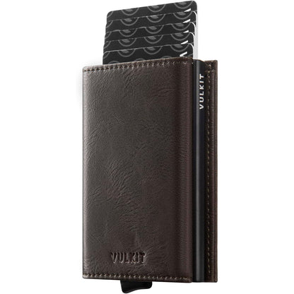 VULKIT Pop up Wallet Minimalist Cash Wallets RFID Blocking Leather Smart Credit Card Holder with Magnetic Closure for Men