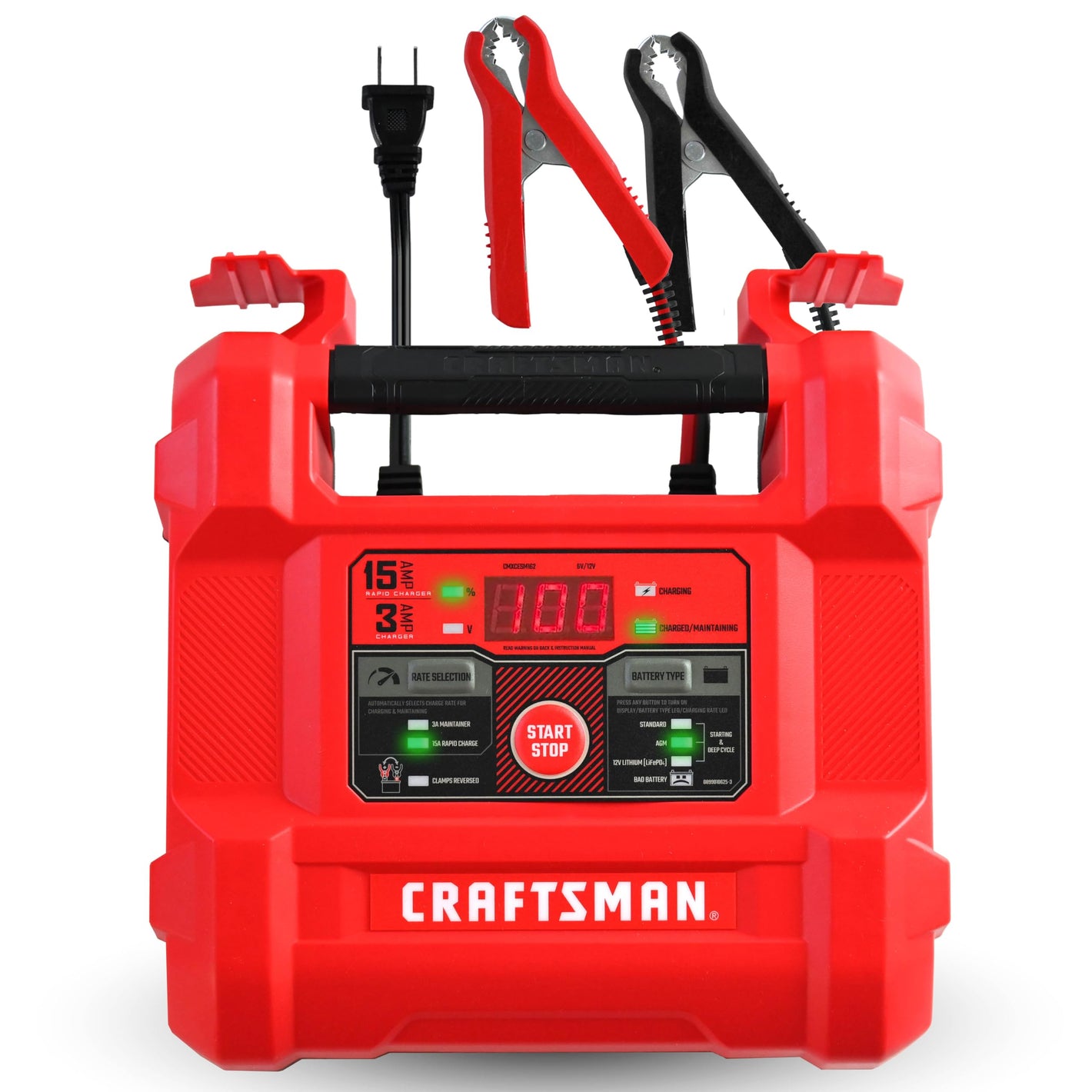 Buy now CRAFTSMAN 15A Car Battery Charger and Battery Maintainer, 4-in-1 Solution, for 6V/12V Power Sport, Automotive, and Marine Batteries, CMXCESM162 at indiglob india