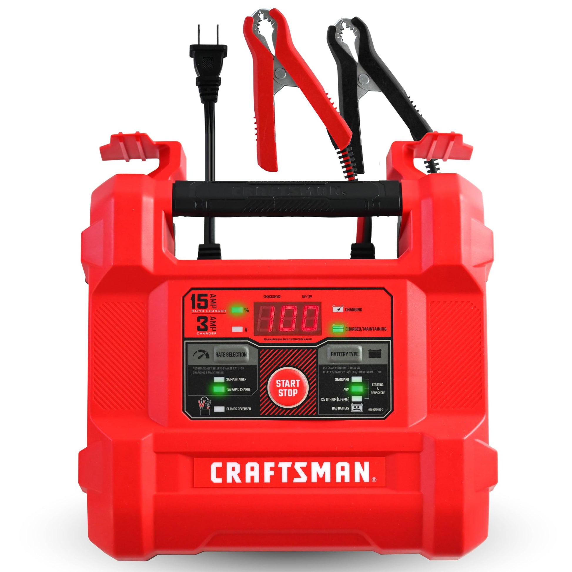 Buy now CRAFTSMAN 15A Car Battery Charger and Battery Maintainer, 4-in-1 Solution, for 6V/12V Power Sport, Automotive, and Marine Batteries, CMXCESM162 at indiglob india